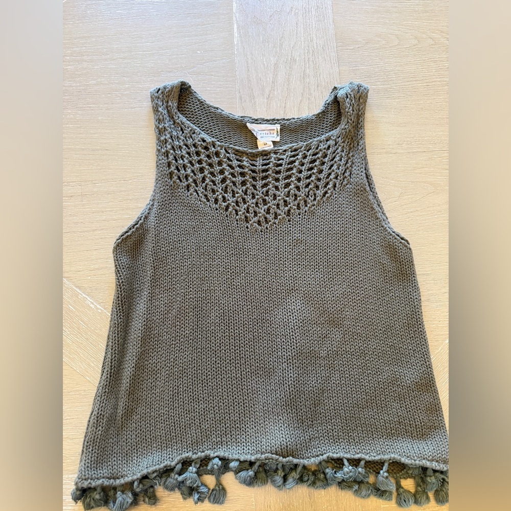 Love Riche Olive Crochet Tank Top